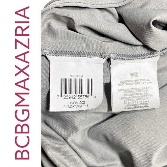 NWT BCBGMAXAZRIA MONICA TIERED 1-SHOULDER OMBRÉ MONOCHROME COCKTAIL DRESS SIZE 8 - Picture 9 of 13